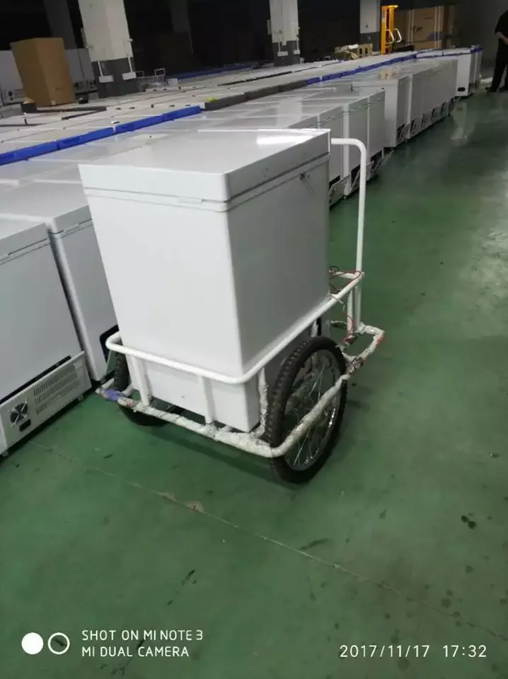Battery powered freezer pushing cart with 108L freezer