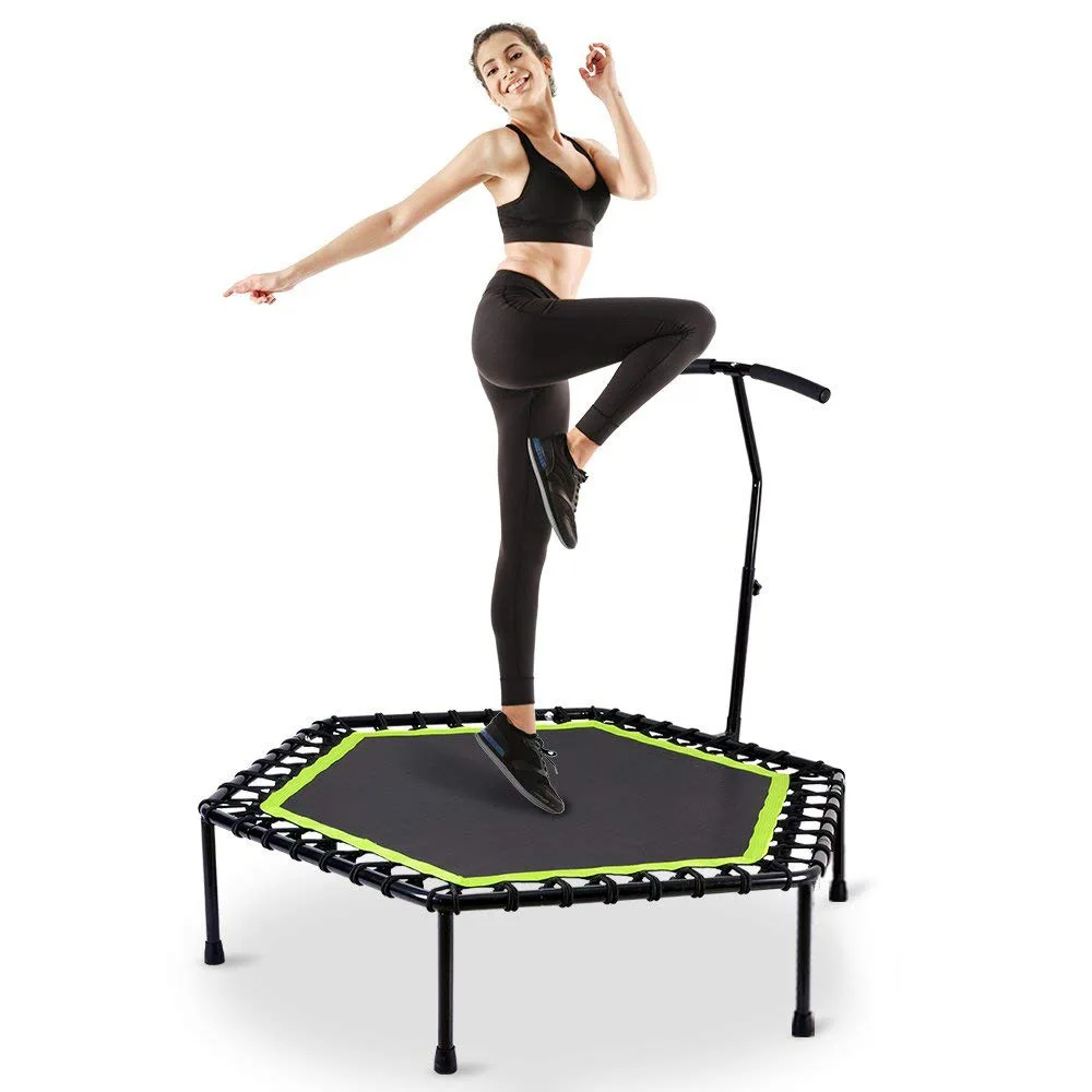 48 дюймовый фитнес-батут с регулируемой ручкой бесшумный батут Bungee Rebounder кардио-прыгающий тренажер тренировка для взрослых