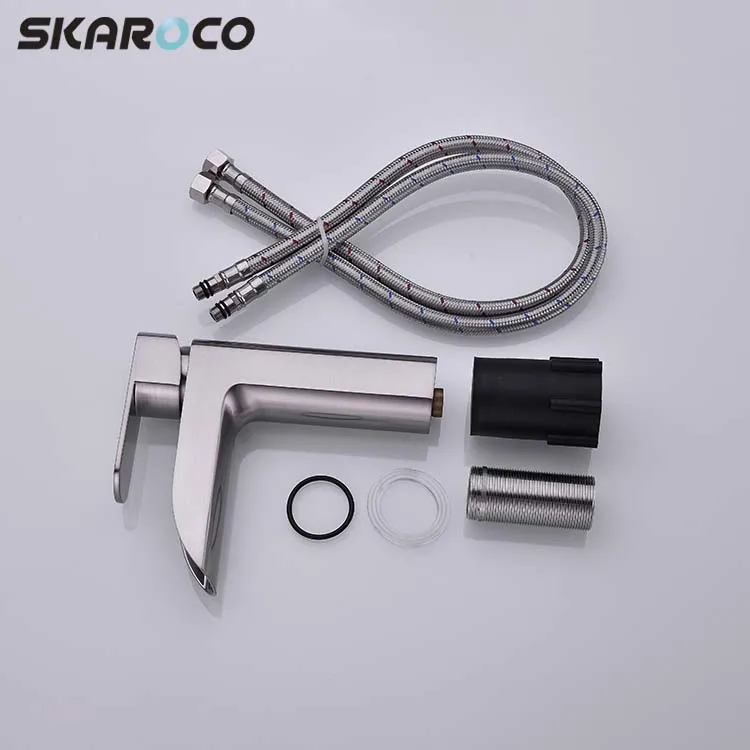 
Trade Assurance Modern Bathroom Brushed One Way Single Handle Basin Faucet Mixer Tap 