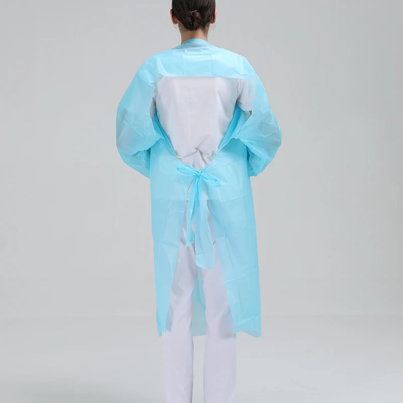 Disposable CPE apron long sleeves waterproof plastic apron with thumb loop