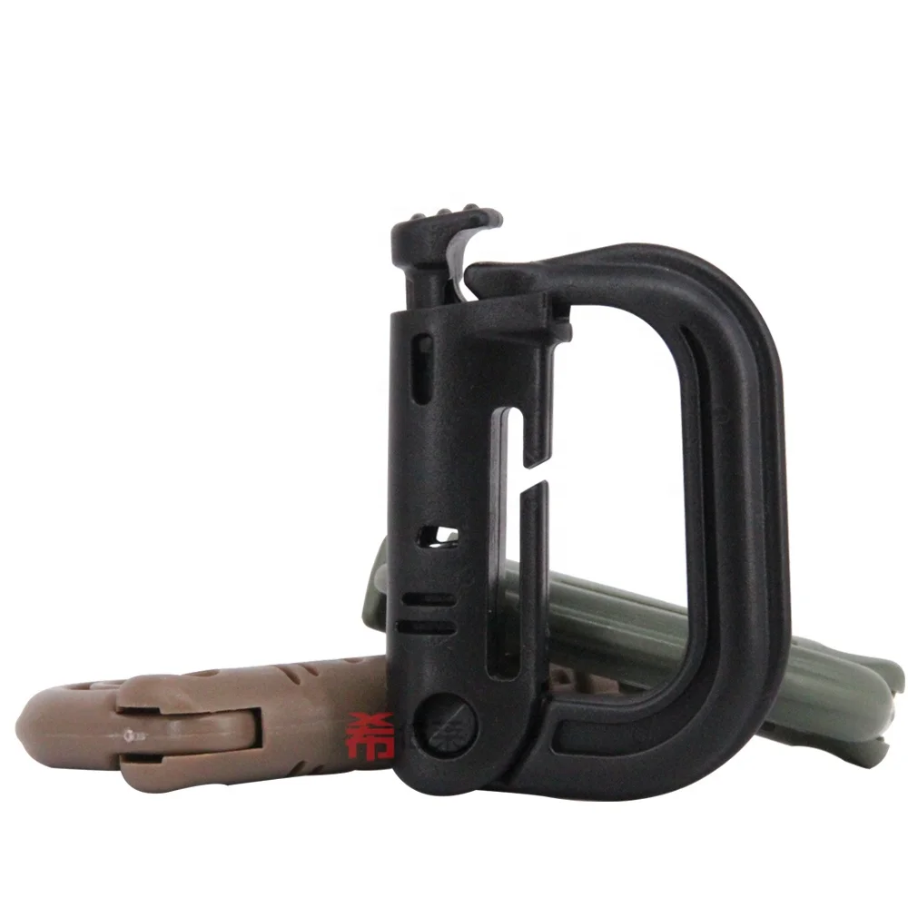 OEM/ODM 6#D shaped plastic steel 55mm snap Tactical Quick link spring camping hiking bag clip full black key chain carabiner