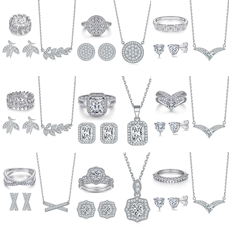 Fashion Simple Jewelry Set Fine Jewelry Diamonds Halo S925 Sterling Silver Classic Colored Stones Wedding Jewelry Sets