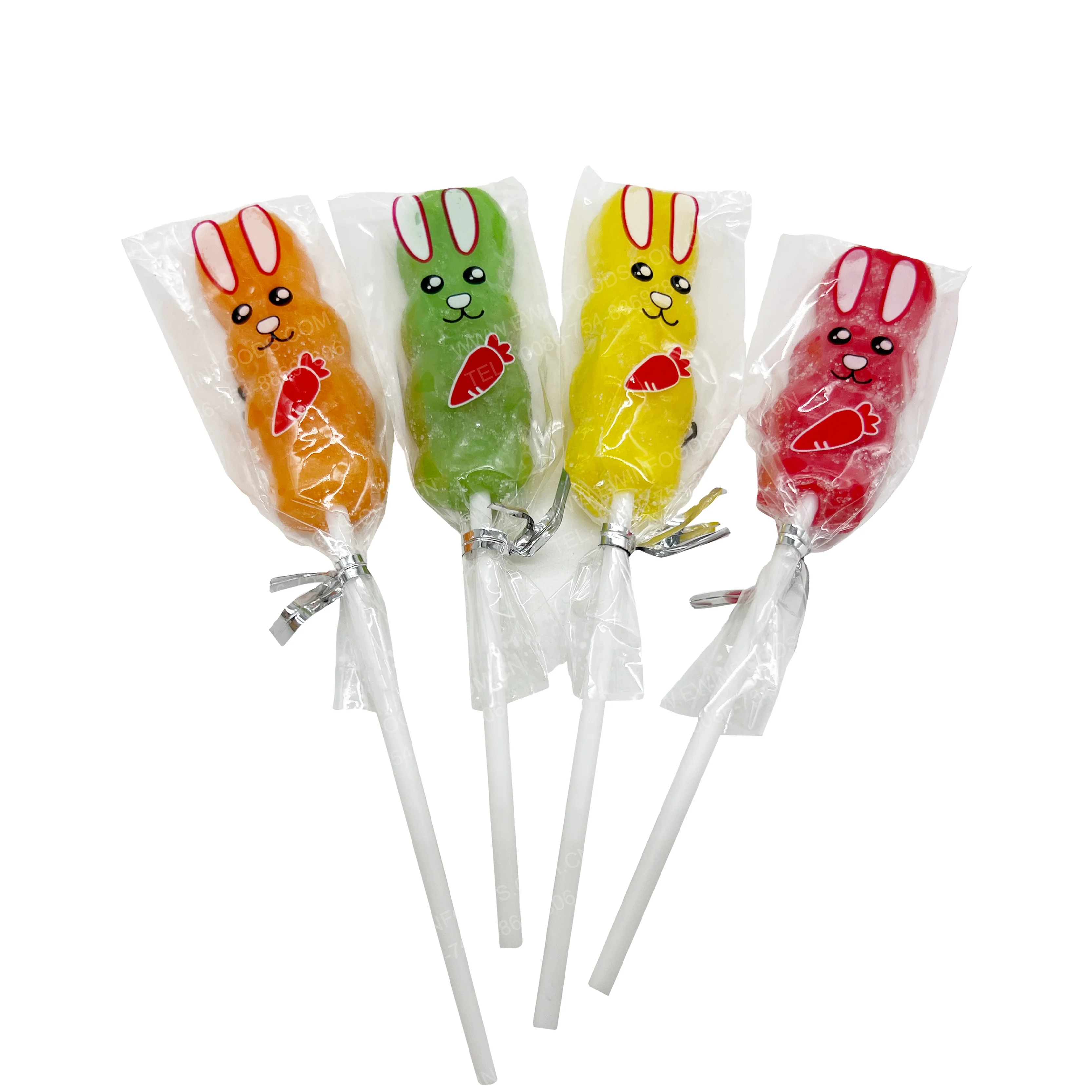 30 pcs rabbit shape gummy lollipops sugar coated gummy jelly lollipop gummy candy manufacturers