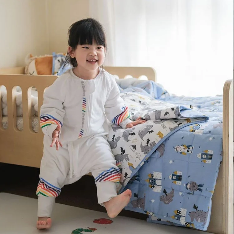 Grey Bamboo Fiber Kids Custom Dropship Knitted Organic Cotton Weighted Blanket