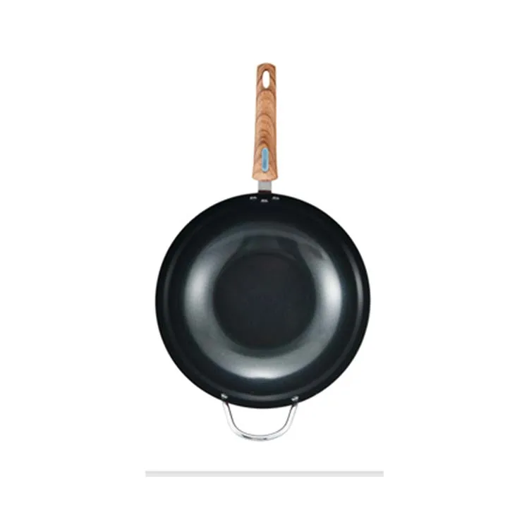 Factory Supply Attractive Price Non-stick Iron Pink Wok Pan Iron Flat Bottom Wok