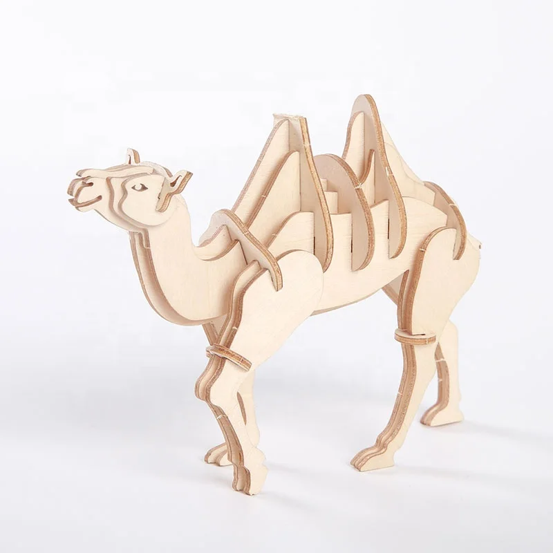 2025 hot sales Home decoration camel Toys DIY 3D Wooden Puzzles Laser Cutting 3d puzzle toys wooden