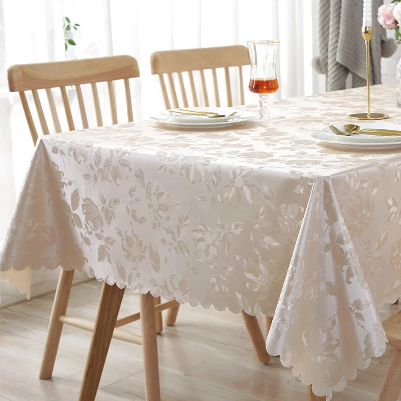 Waterproof Tablecloth For Table Oilcloth Pvc Gold Rose Round Rectangular Anti-Stain Film Decoration Dining Pad Kitchen Supplies