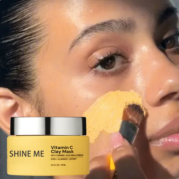 Whitening Vitamin C & Turmeric Clay Mask Brighten Facial Skin, Reduce Dark Spot, Anti-acne Refining Pores Improves Uneven Tone