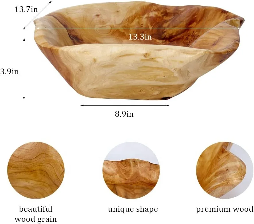 Деревянные чаши для декора резные натуральные деревянные фруктов ручной работы Большая деревянная чаша украшения фермерского дома