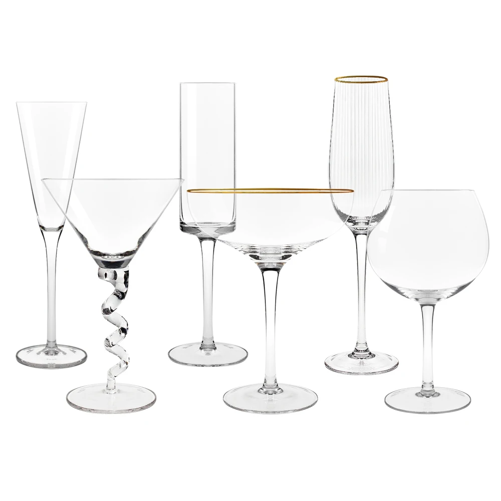 Factory Direct Sell Crystal Luxury Flute Champagne Glasses Custom Wine Glass Hand Blown Goblet for Wedding Party