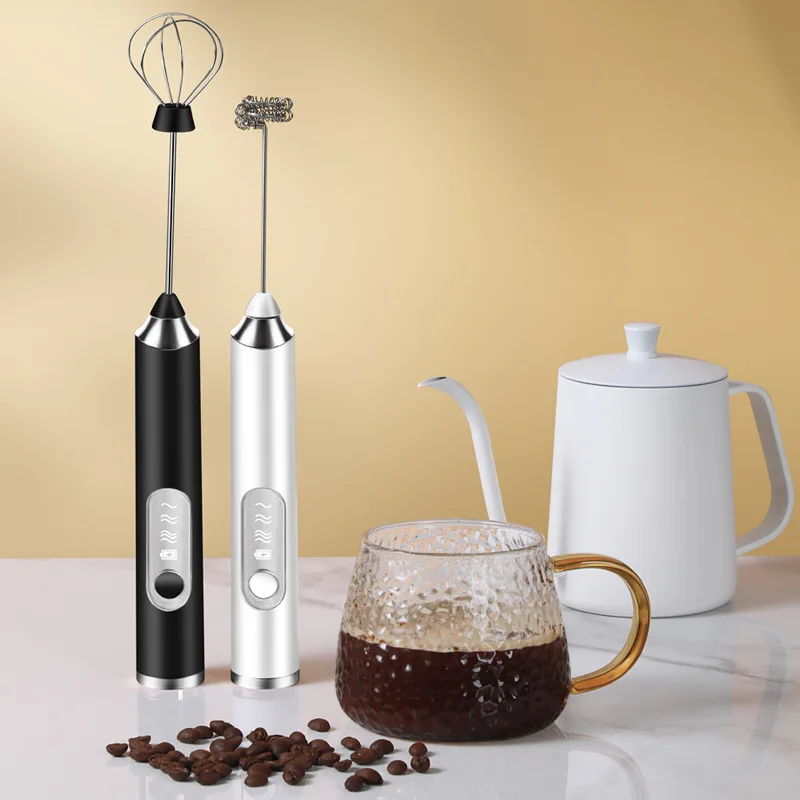3 Speed Rechargeable Electric  Milk Frother USB Foam Maker With 2 Mixers