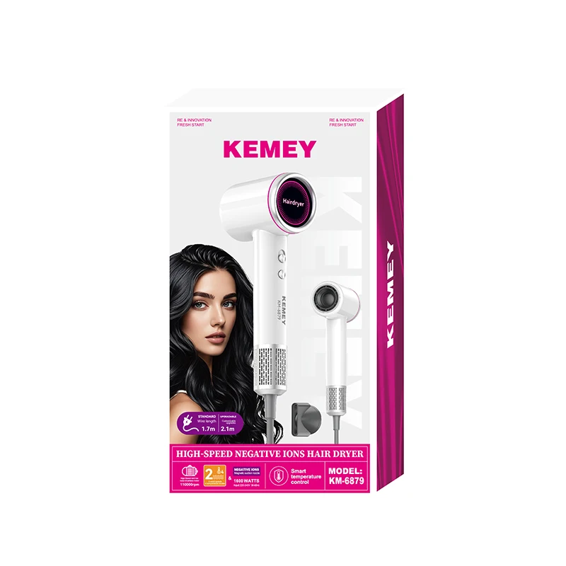 KEMEI km-6879 Negative Ion Hair Dryer Customized High-Speed Salon One-Step Hair Dryer