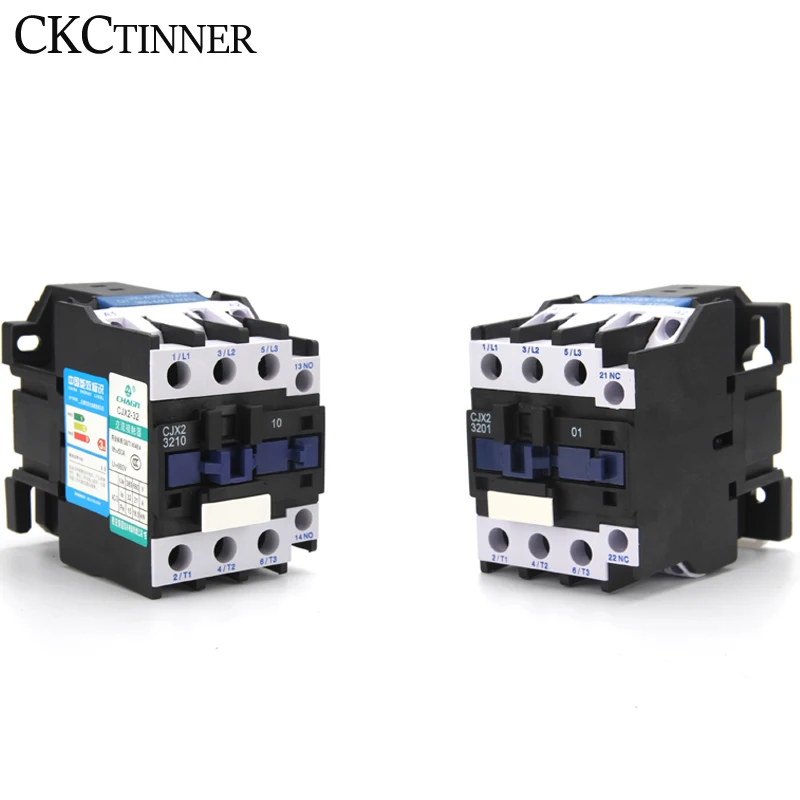 CJX2-3211 50/60HZ 12A AC contactor Din Rail Mounted 3P+1NO Normal Open Contactor 24V-380V