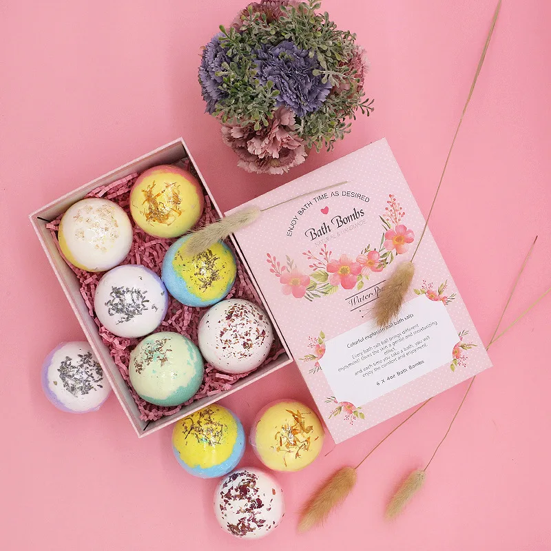
Wholesale Kids Body Care OEM Dried Flower Bath Ball Explosion Bath Salt Aromatherapy Bath Bomb Gift Set 