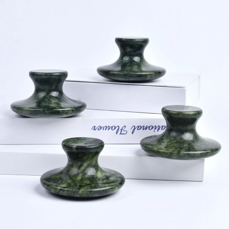 Real Natural Green White Jade Stone Mushroom Guasha Body Skincare Tool Custom Logo Anti-aging Big Face Gua Sha Massager