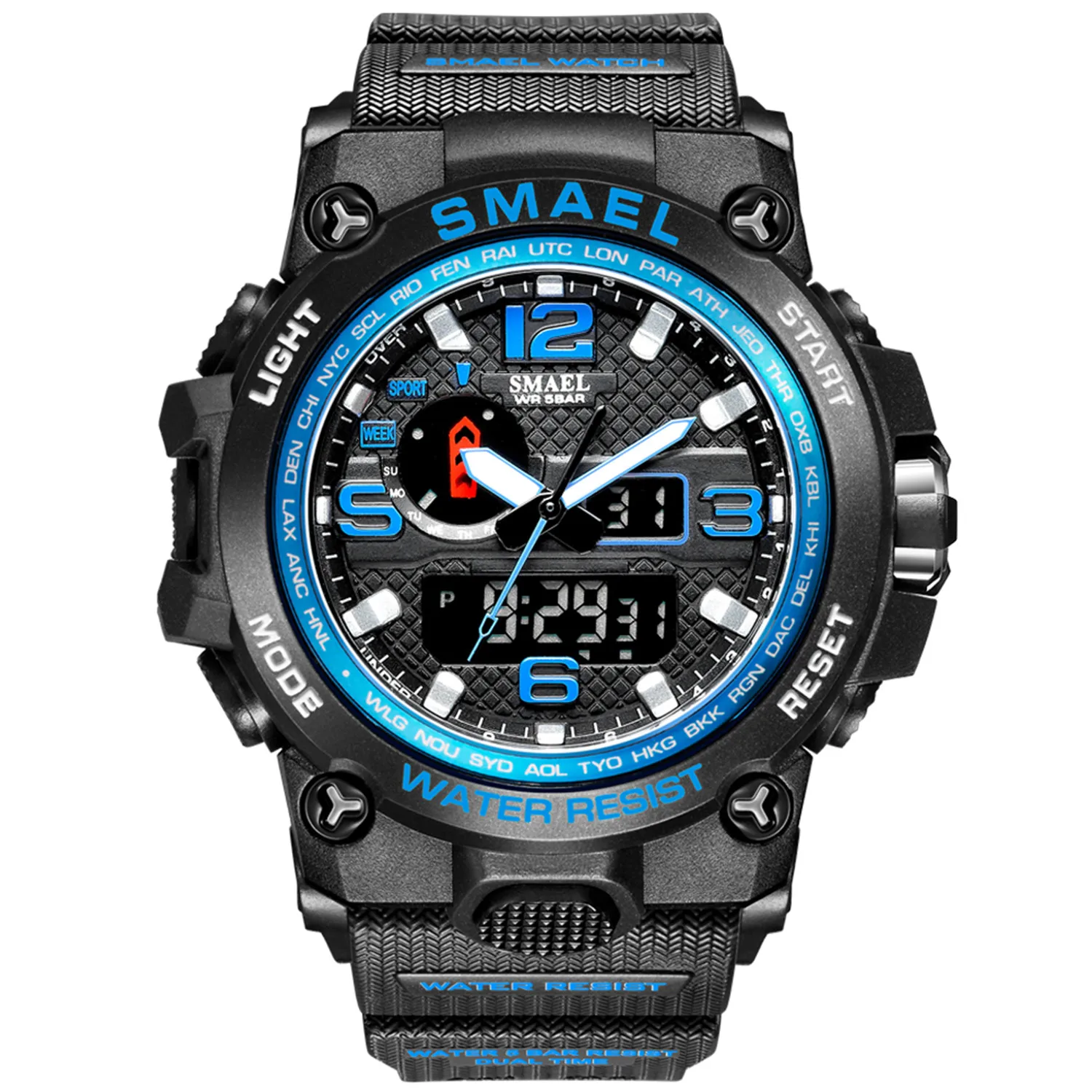 Men Digital Watches For Men 50M Waterproof Clock Alarm Dual Display Wristwatch Quartz Military Sport Watch