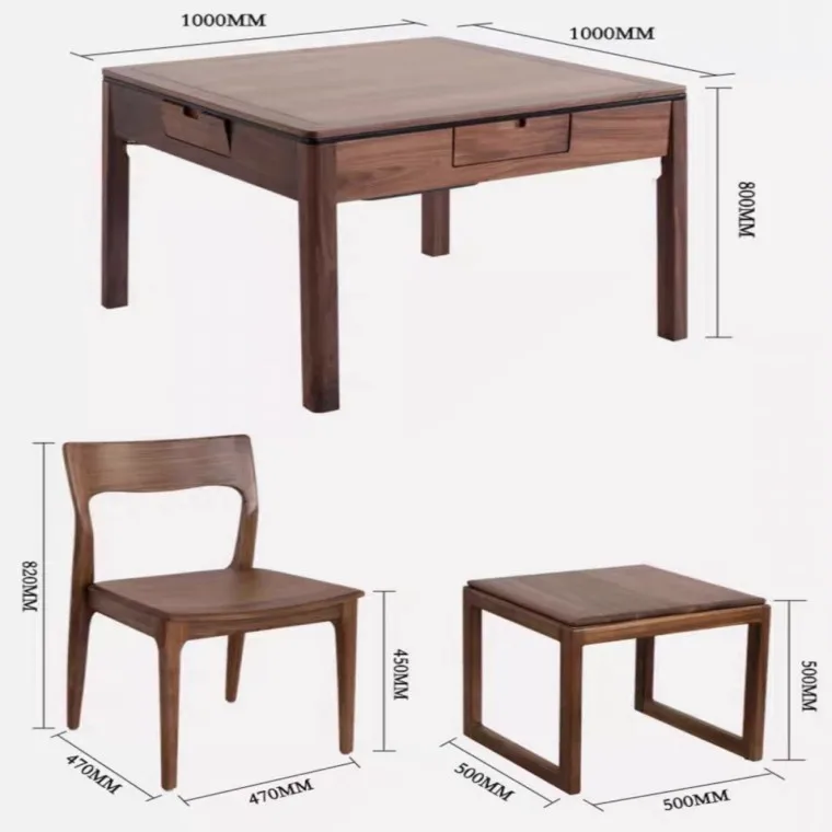 BORO Mahjong Machine Black Walnut Solid Wood Dining Table Integrated Home Intelligent New Chinese Electric Silent Single Table