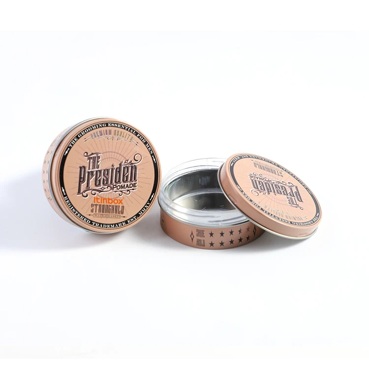 Custom small round empty metal cosmetic perfumepomade tin can canister cream wax tin box packaging tin jar case container