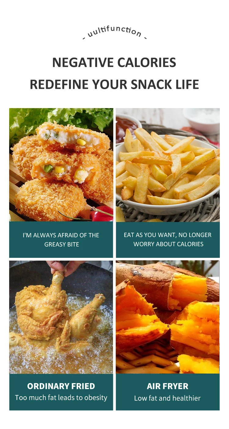 YYZG-800 Modern 2200W Max Power Electric Air Fryer Smart Digital Stainless Steel Double Touch Screen Oil-Free Cooking Accessory