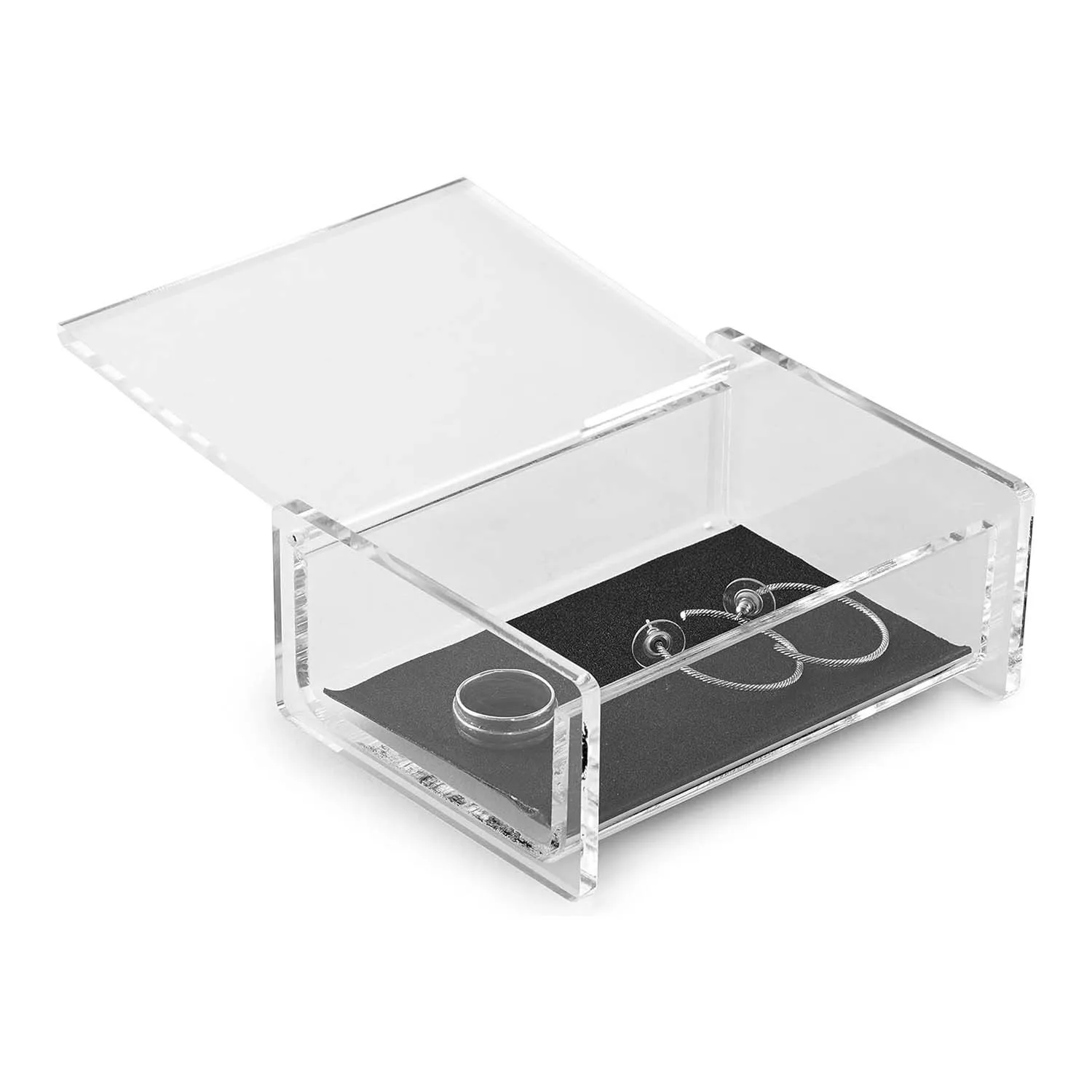 Small Multipurpose Clear Acrylic Catchall Box Acrylic Jewelry Storage Box with Hinge Lid