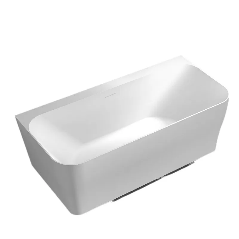 Modern White Acrylic Freestanding Bathtub Soaking Tub Drainer Indoor/Outdoor Use Hotels Villas Apartments-Free Standing Adult
