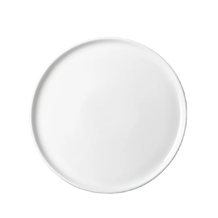 Chaoda 8-12 inch white ceramics dinnerware porcelain buffet plate  porcelain plate dinner round hotel flat plate