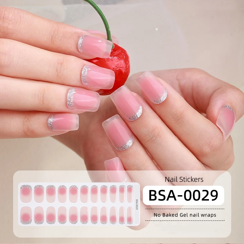 Newest Style Non -Toxic Gel Nail Polish Strips Stickers Air Dry Gel Wholesale Nail Wraps Without UV Lamp