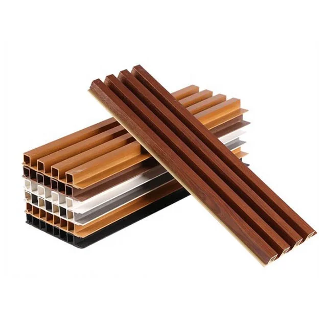 Louver 3d art wpc pvc wall paneling interior decoration black and black TV background