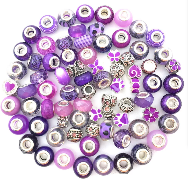 Purple Series 60 pieces / set wholesale batch gem bead designer Amulet Bracelet Amulet Bracelet Jewelry production