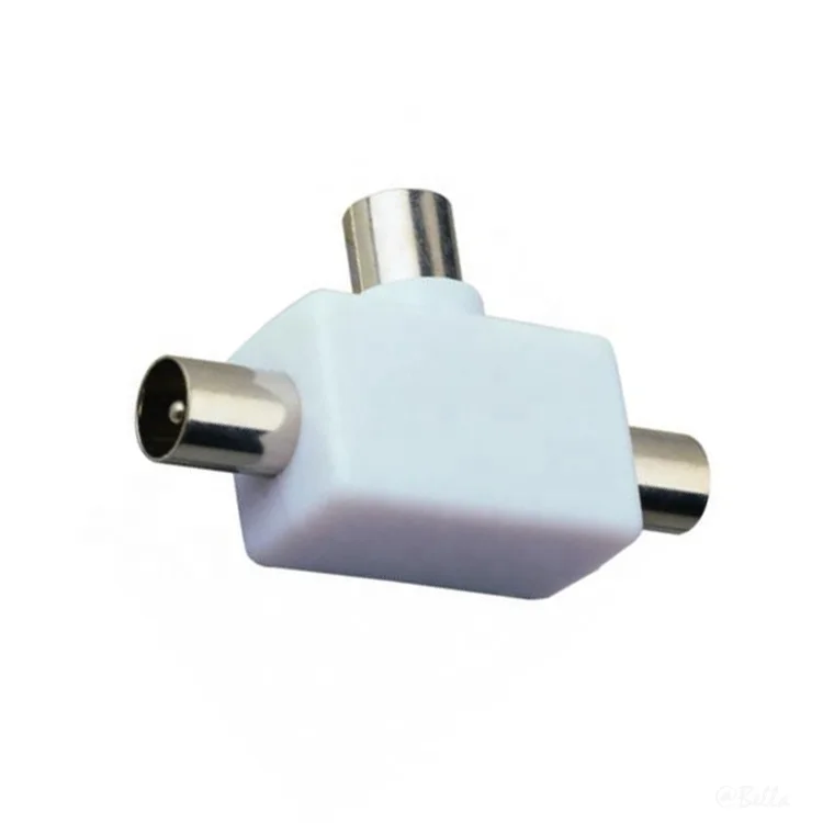 TV Coax Antenna Splitter Adapter 2 Way 9.5MM Socket 2x9.5MM Plugs for TV PAL ICE Aerial Cables