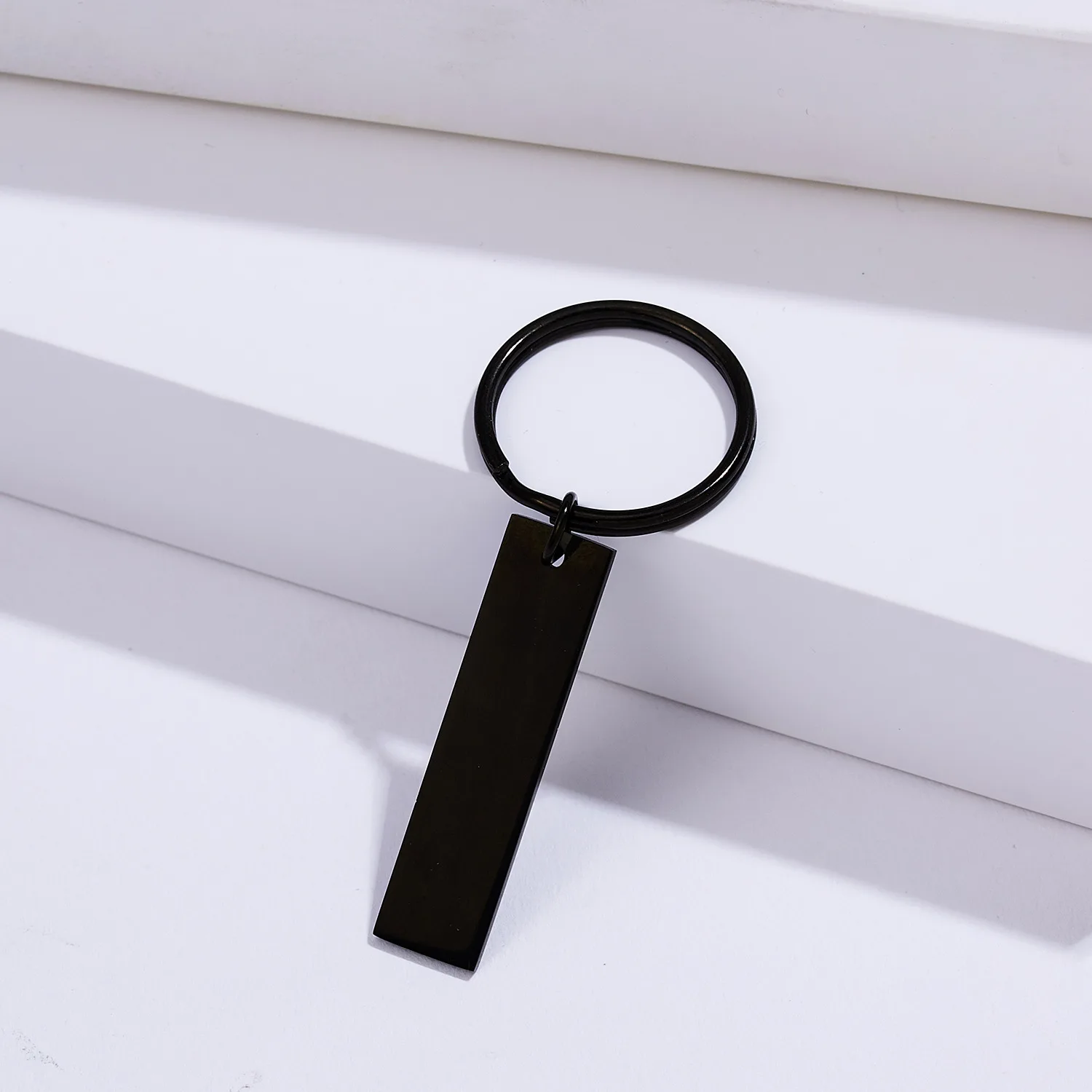 Silver Gold Rose Color Customized Logo Key Chain Engraved Mirror Polished Stainless Steel Square Bar Keychains Blank