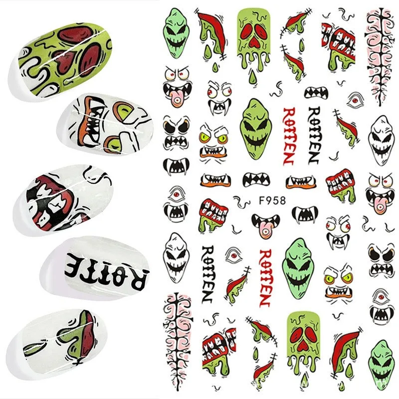 Wholesale Black Snake Nail Stickers Decal Halloween design adhesive Sliders Nail art Deco tattoo nail art