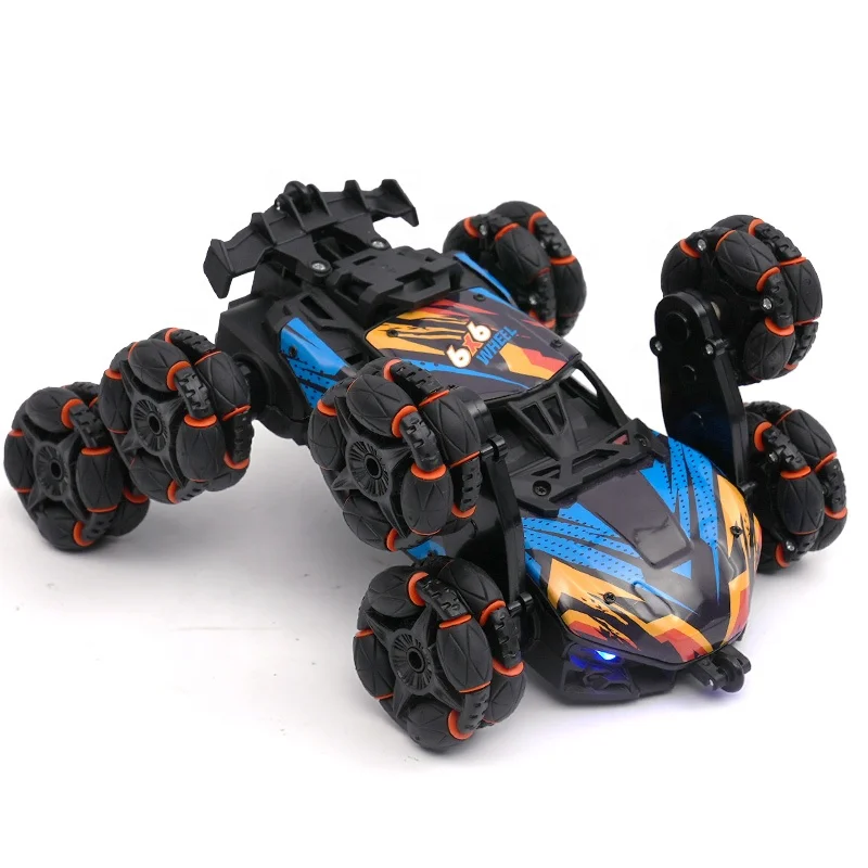 KUNYANG rc hobby 360 rotation simulated exhaust alloy body stunt vehicle drift spray lights watch remote control 8 wheel rc car