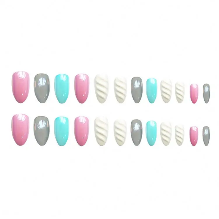 
 New Design Mirage Electroplate unicorn  Abs Press On Packing Nail Full Tips Neon False Nails 24 pcs fake nails  