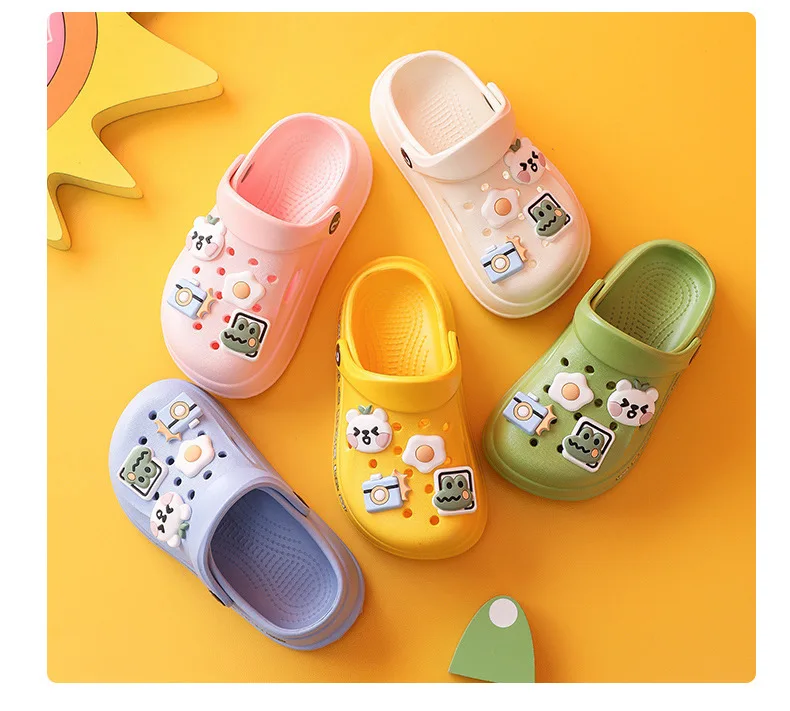 Cartoon Crocodile Open Toe Non-Slip Home Bathroom Shoes Baby Kids Flats Footwear Boy Shark Sandals Slides Slippers