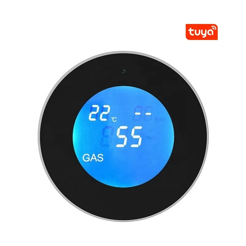 Домашнее использование Tuya WiFi газовый датчик температуры дисплей умный жизнь приложение управление WiFi детектор утечки газа с большим ЖК-дисплеем