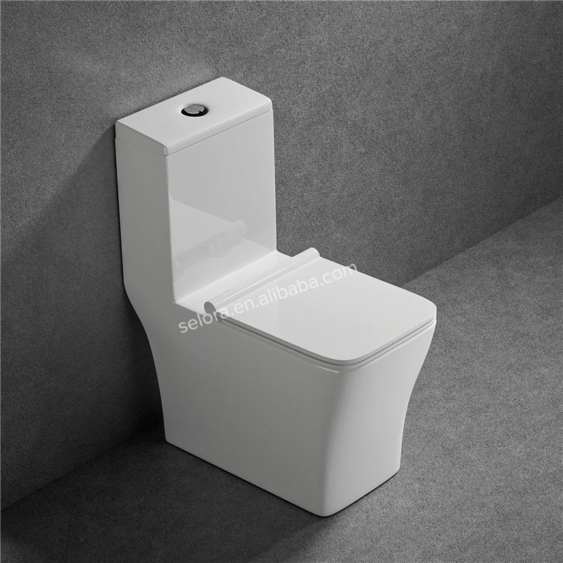 New design modern bathroom s trap square Washdown one piece ceramic WC toilet in white color
