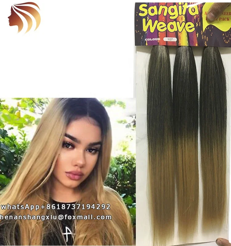 
Ombre Hair Color Black To Brown Brazilian Straight Hair Heat Resistant Material 3 Bundles Pack Weave Hair Weft  (60836012130)