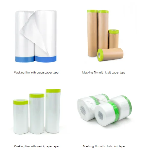 Protective Pe Paper Taped 14 Days Uv Blue Pre Tape Masking Film for Car Painting