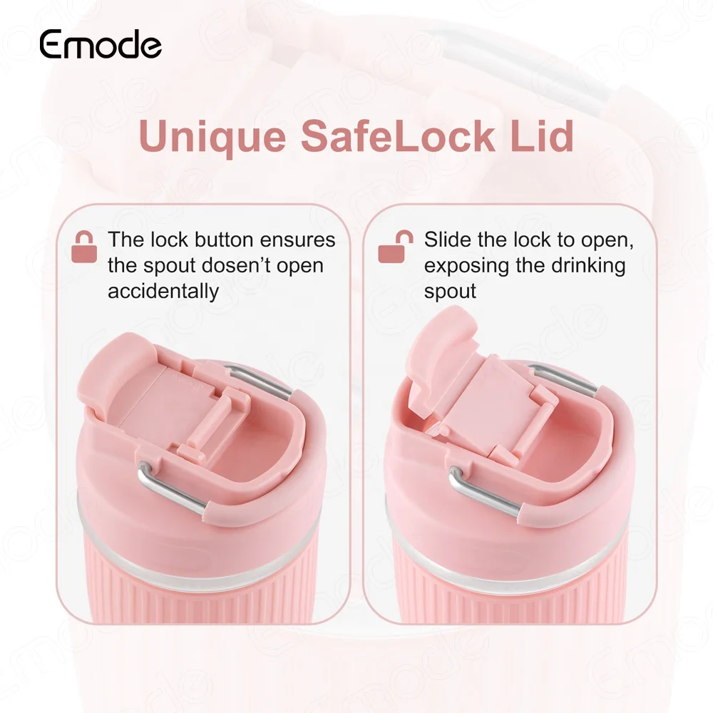 Emode 12oz Glass Cup with Lock Handle Lid Nonslip Sleeve Reusable Drinking Glass Thick Insulated Glass Cup,Smoothie Tumbler