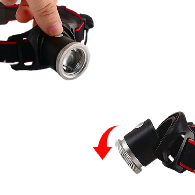 USB Rechargeable 600 Lumen Zoomable Running Headlamp IP65 Outdoor Waterproof Safety Search Rescue Hunting Red Warning Rear Light