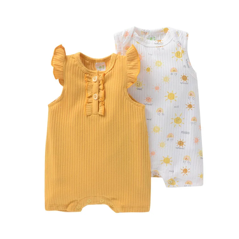 Floral Design Newborn Baby Summer Girls 2 pcs Rompers Infant Toddler Jumpsuits Kids Bodysuits