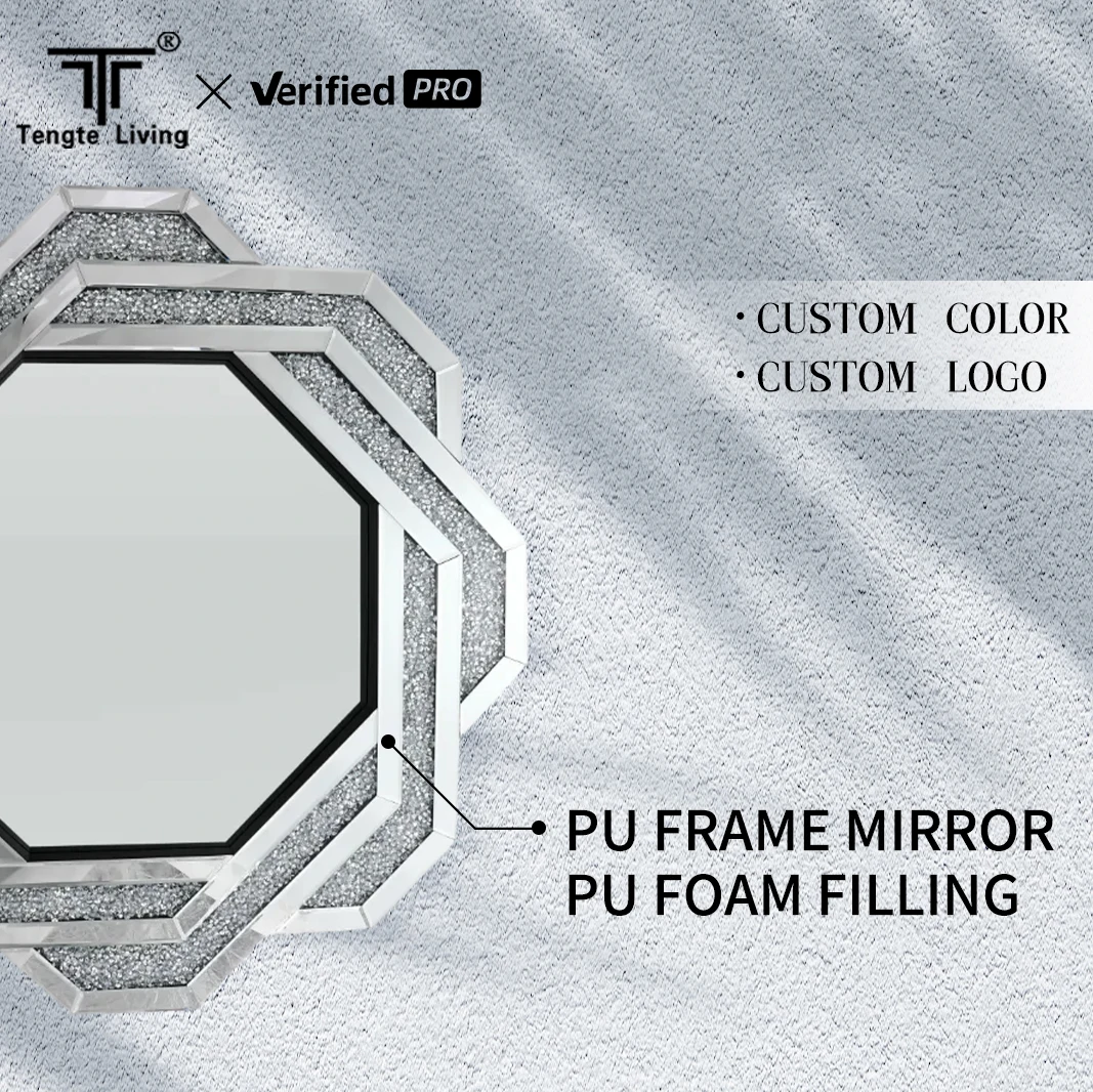 High Quality Modern Art Deco Style Retro Decorative Mirror New Polygon Design for Wall Usage in Bathroom Living Room Bedroom
