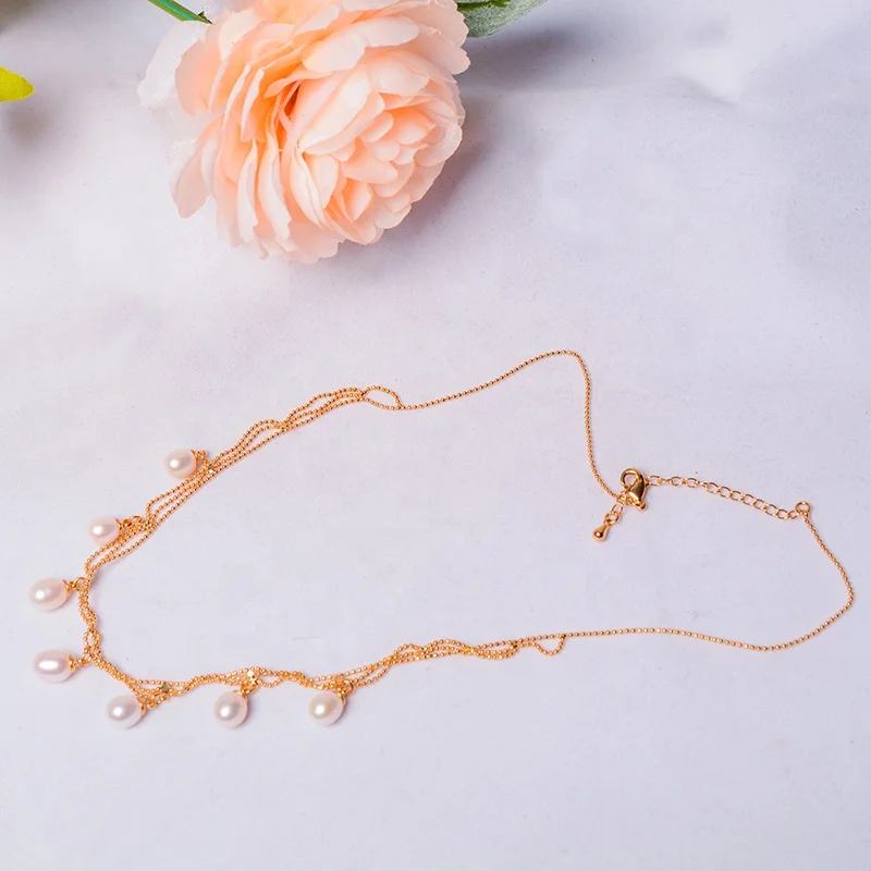  Haiyang 6-7mm Natural Freshwater Pearl Necklace for Women Lace Design Charm RomantiC Choker Fashion Jewelry