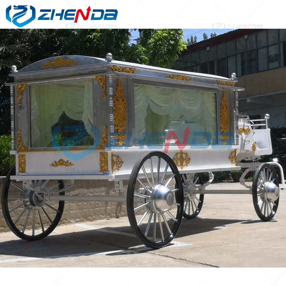 Funeral Horse Drawn Carriage Coffin/White Horse Hearse for sale Cinderella carriages