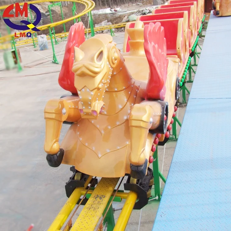 High quality safety electric track train Indonesia park flying horse roller coasters for sale