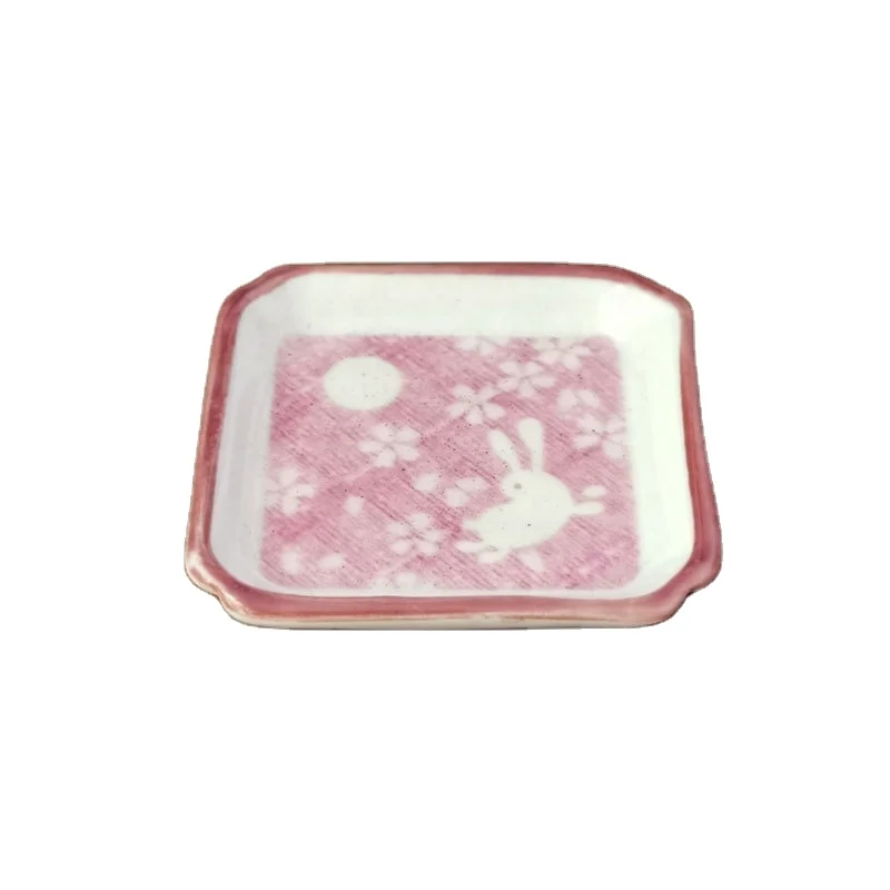 Dollhouse Miniature 1:12 Scale Ceramic Plate Kitchen Nostalgic Batik Rabbit Plate Toy Miniature Doll Furniture Furnishings