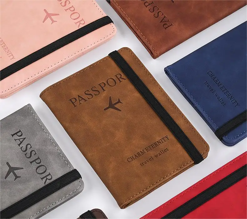 travel PU Leather passport holder custom logo Passport Holder Cover Wallet with SIM Card Slot functional card Ticket Holder