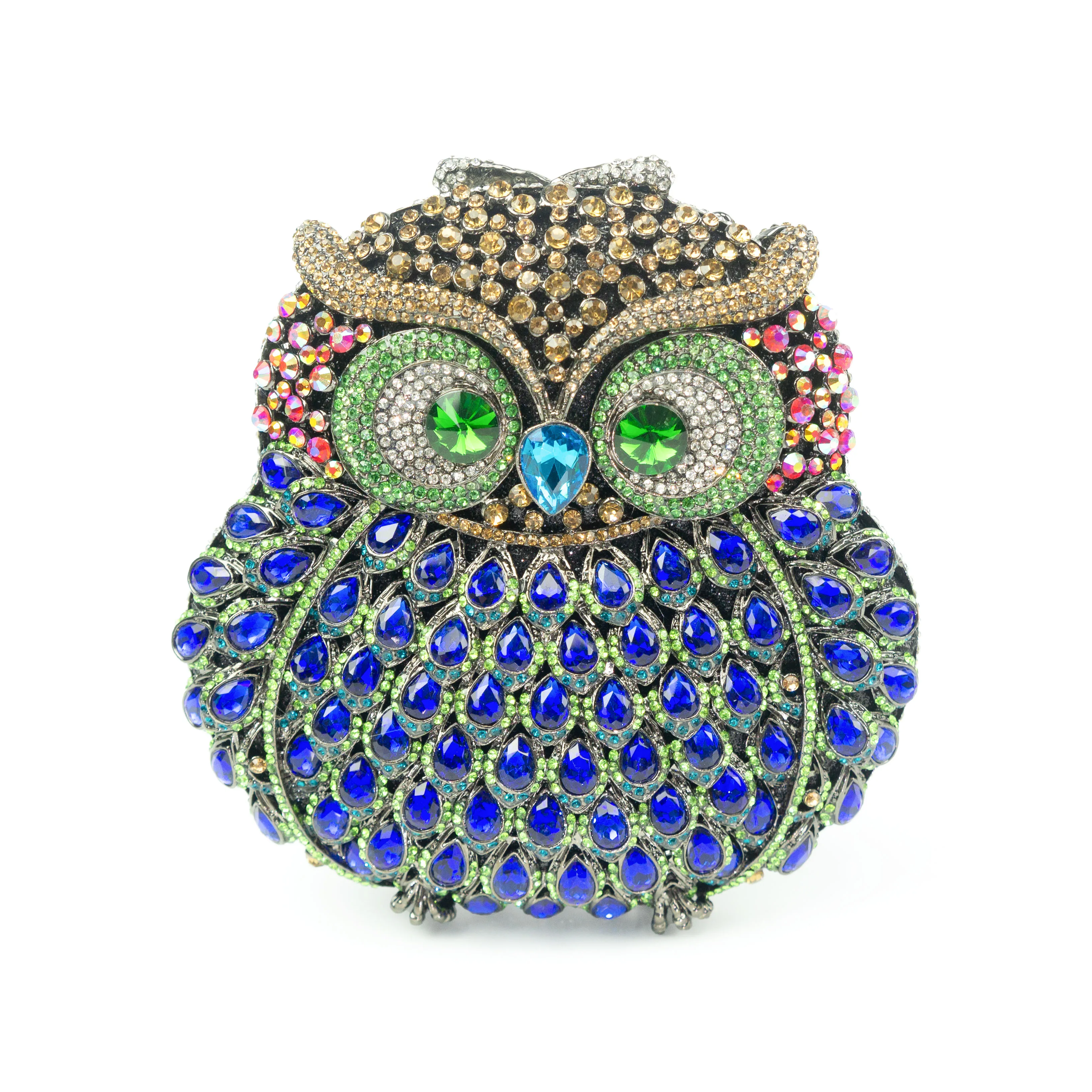 Luxury Handmade Wholesales Expensive Crystal Rhinestone Evening Bag 3 D Owl Shaped Diamante Clutch Purse