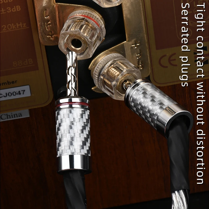 ATAUDIO Audiophile Speaker Cable HIFI OCC silver mixed Audio Cables Bi-Wiring Banana to banana Plug speaker cable